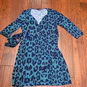Banana Republic Blue and Green Wrap Dress